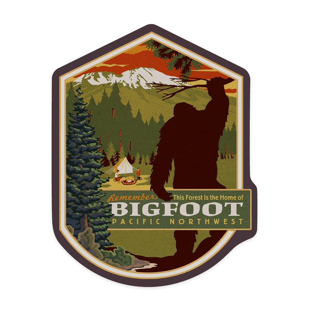 Chelan, Washington, Lake Chelan, Home of Bigfoot, Contour, Vinyl Sticker - Lantern Press