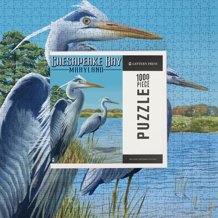 Chesapeake Bay, Maryland, Blue Heron, Jigsaw Puzzle Puzzle Lantern Press 