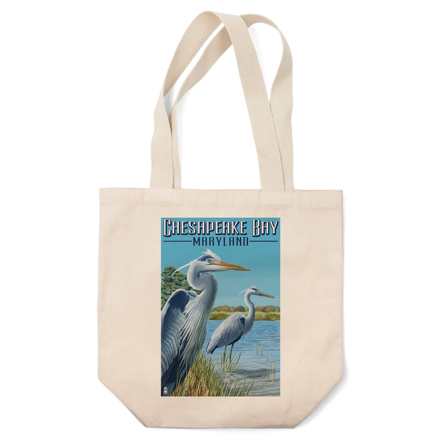 Chesapeake Bay, Maryland, Blue Heron, Lantern Press Artwork, Tote Bag Totes Lantern Press 