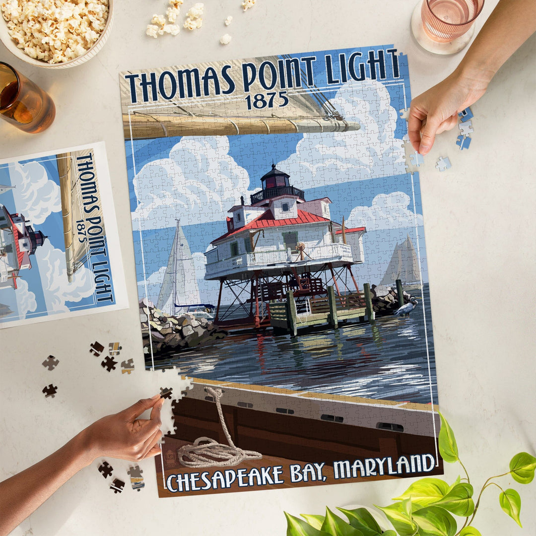 Chesapeake Bay, Maryland, Thomas Point Light, Jigsaw Puzzle Puzzle Lantern Press 