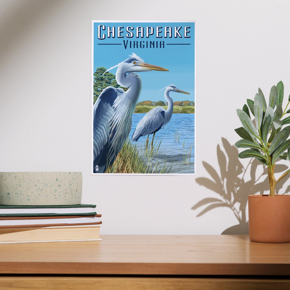 Chesapeake, Virginia, Blue Herons, Art & Giclee Prints Art Lantern Press 