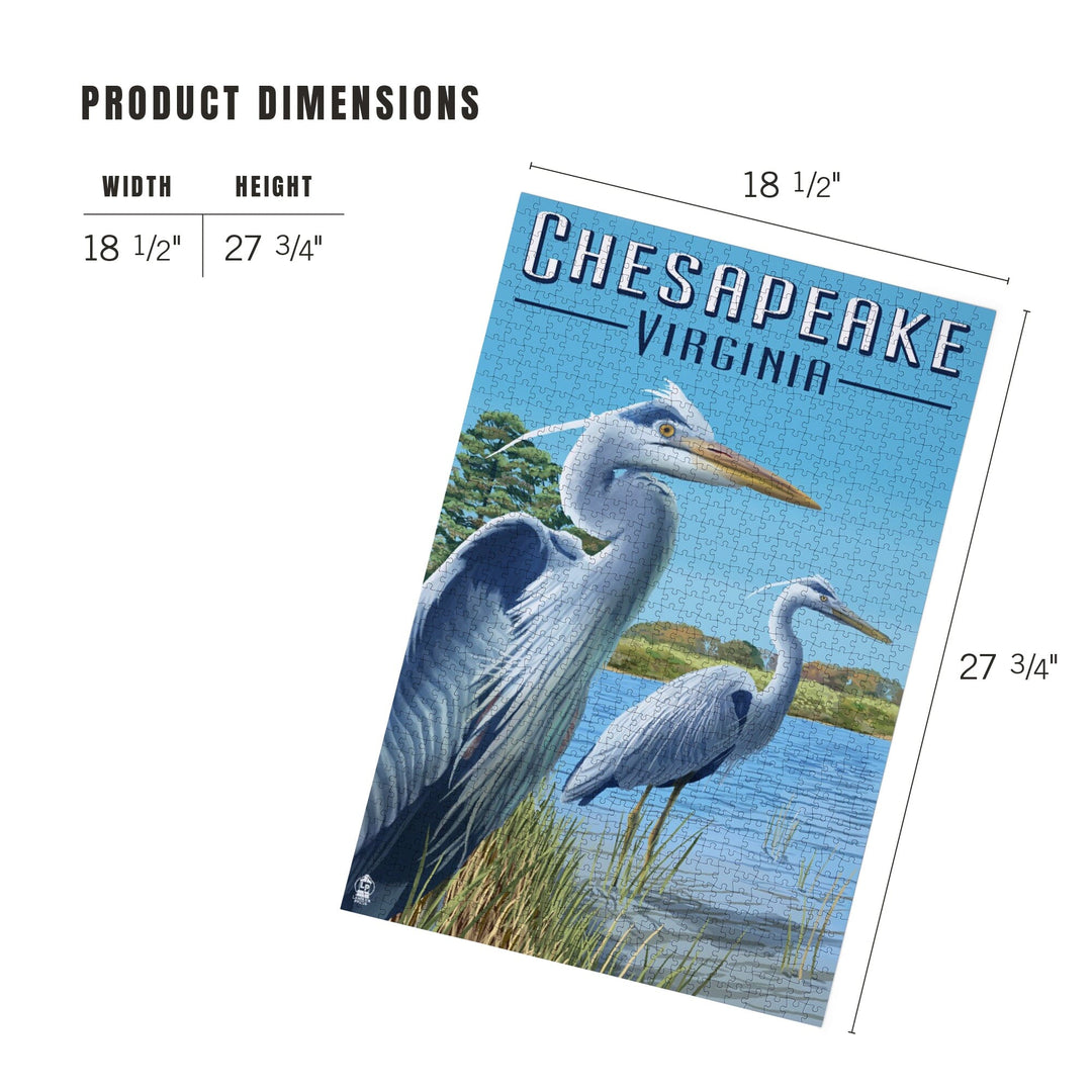 Chesapeake, Virginia, Blue Herons, Jigsaw Puzzle - Lantern Press