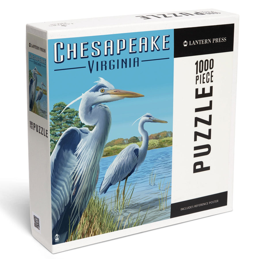 Chesapeake, Virginia, Blue Herons, Jigsaw Puzzle Puzzle Lantern Press 