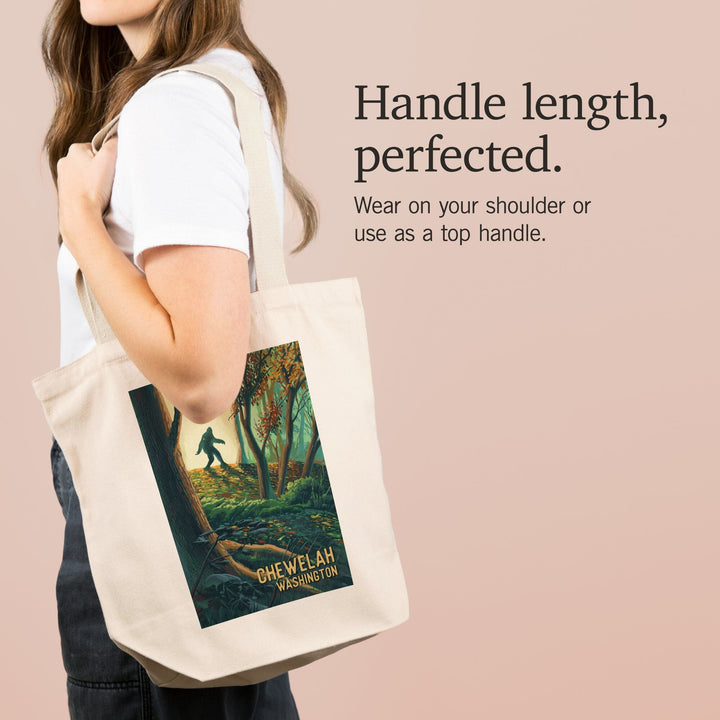 Chewelah, Washington, Get Outside Series, Wanderer, Bigfoot in Forest, Tote Bag Totes Lantern Press 