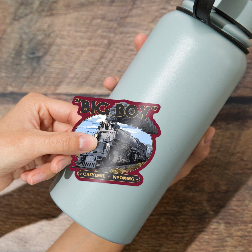 Cheyenne, Wyoming, Big Boy Steam Engine 4014, Contour, Vinyl Sticker Sticker Lantern Press 