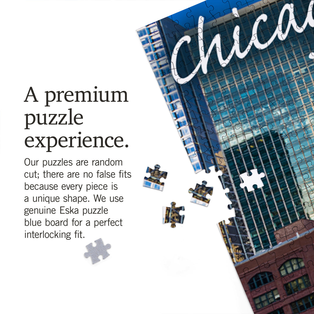 Chicago, Illinois, City and River, Jigsaw Puzzle Puzzle Lantern Press 