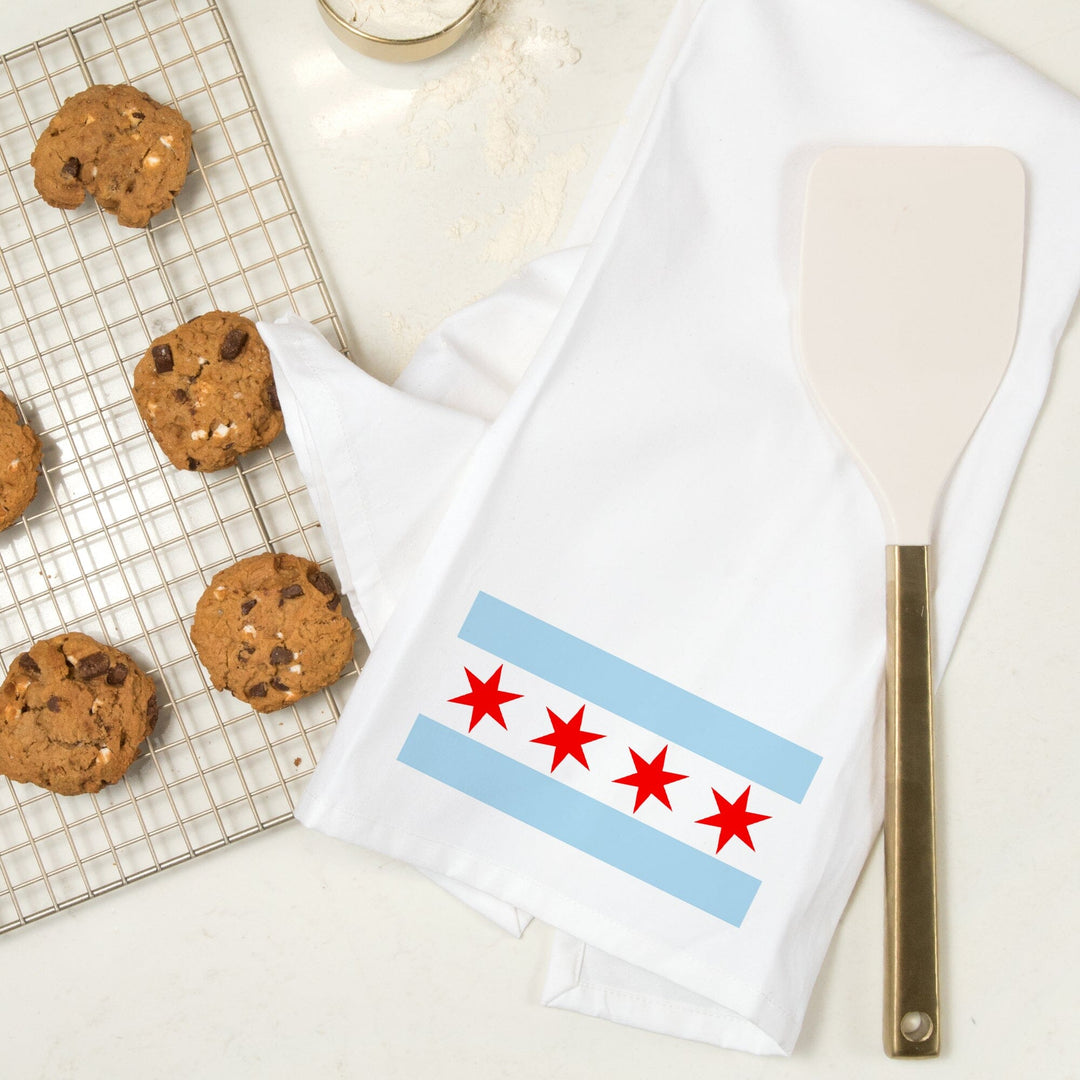 Chicago, Illinois, Flag, Organic Cotton Kitchen Tea Towels Kitchen Lantern Press 