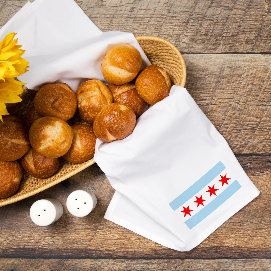 Chicago, Illinois, Flag, Organic Cotton Kitchen Tea Towels Kitchen Lantern Press 