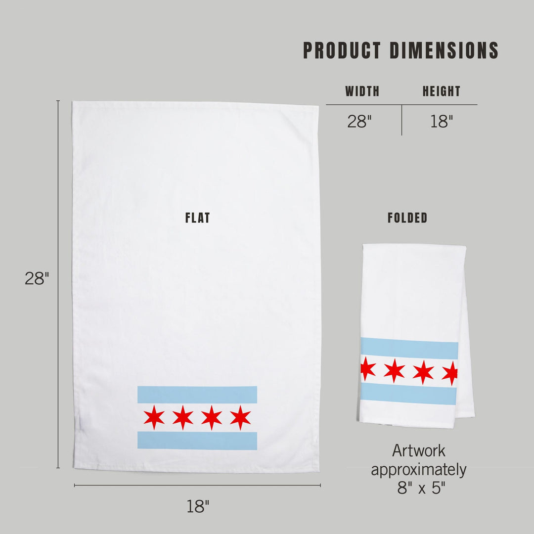 Chicago, Illinois, Flag, Organic Cotton Kitchen Tea Towels Kitchen Lantern Press 