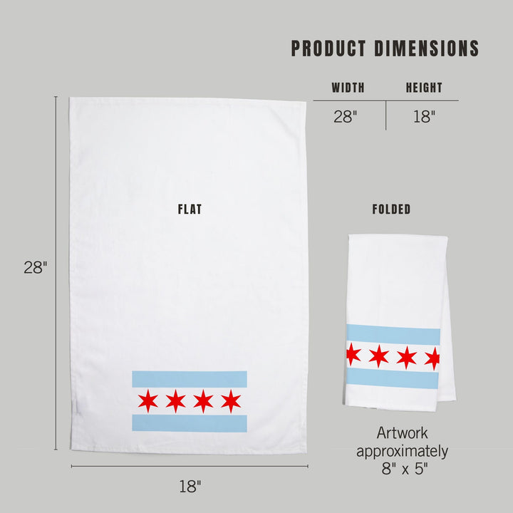 Chicago, Illinois, Flag, Organic Cotton Kitchen Tea Towels Kitchen Lantern Press 