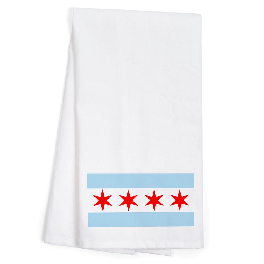 Chicago, Illinois, Flag, Organic Cotton Kitchen Tea Towels Kitchen Lantern Press 