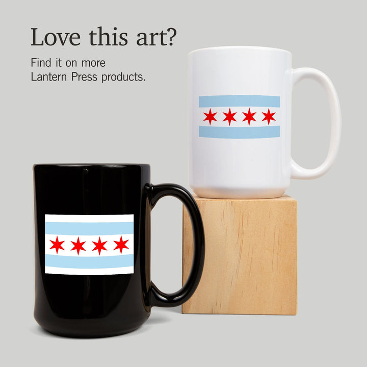 Chicago, Illinois, Flag (Version #2), Lantern Press Artwork, Ceramic Mug Mugs Lantern Press 