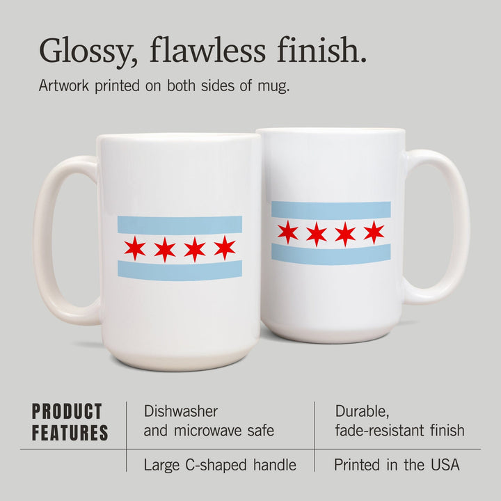 Chicago, Illinois, Flag (Version #2), Lantern Press Artwork, Ceramic Mug Mugs Lantern Press 