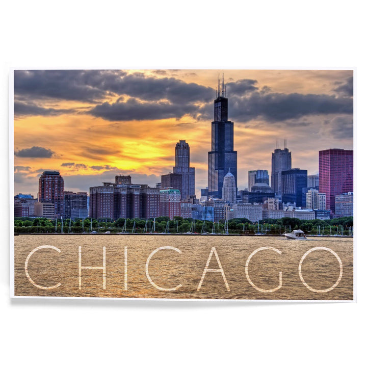 Chicago, Illinois, Moody Skyline, Art & Giclee Prints Art Lantern Press 