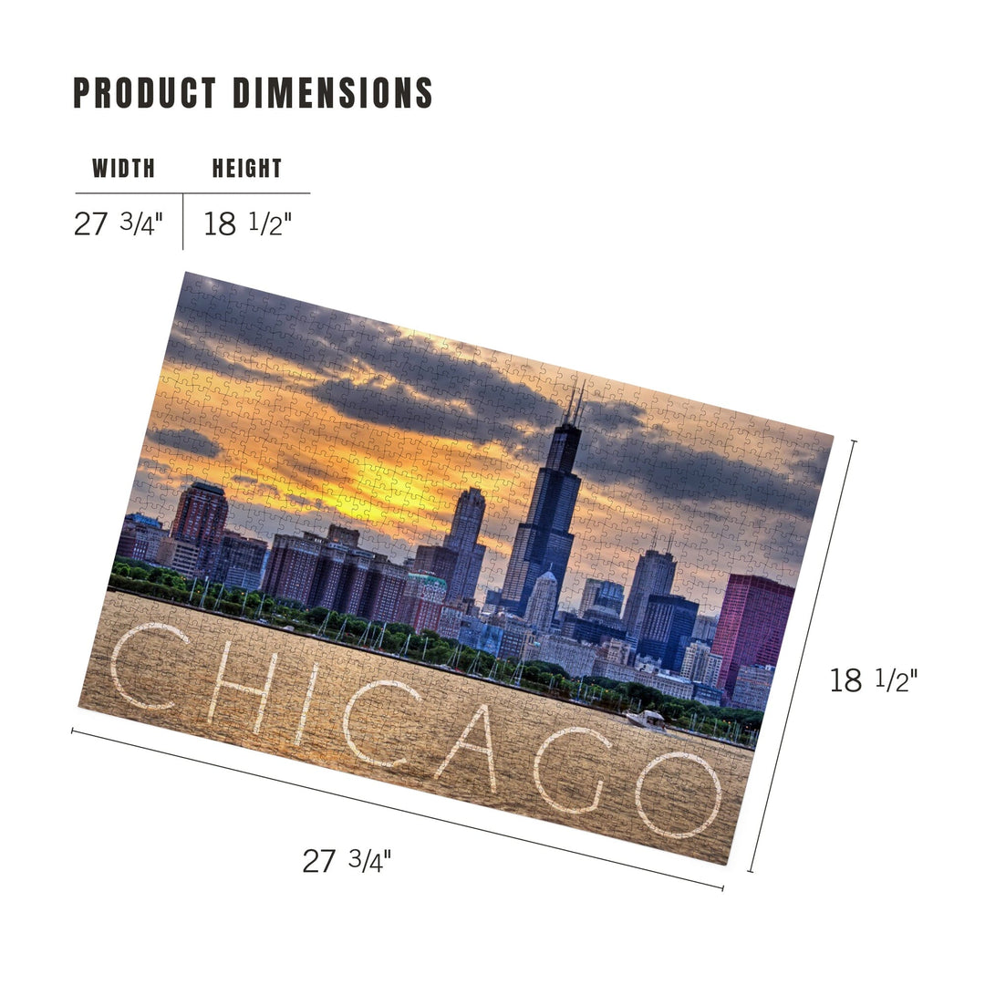 Chicago, Illinois, Moody Skyline, Jigsaw Puzzle Puzzle Lantern Press 