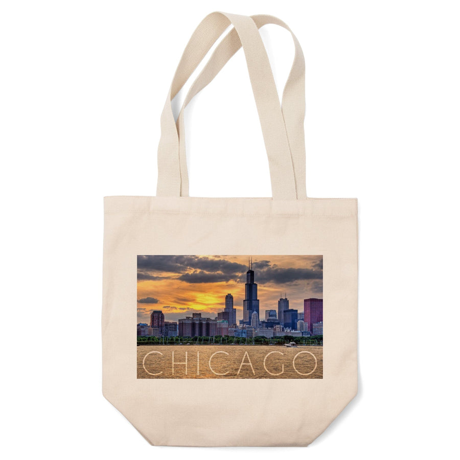 Chicago, Illinois, Moody Skyline, Lantern Press Photography, Tote Bag Totes Lantern Press 