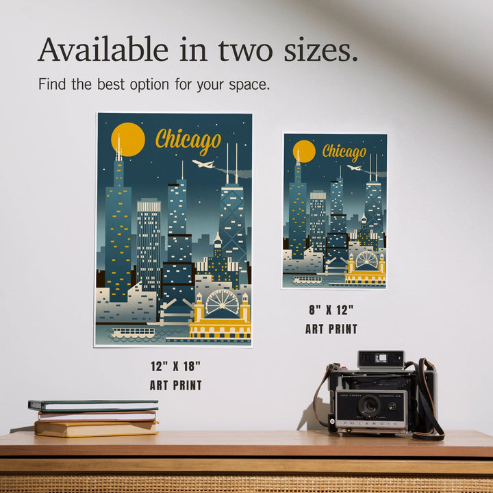Chicago, Illinois, Retro Skyline Classic, Art & Giclee Prints Art Lantern Press 