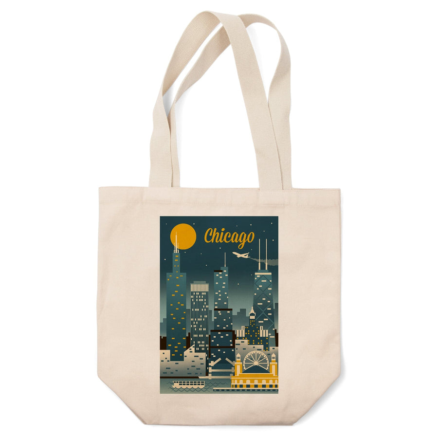 Chicago, Illinois, Retro Skyline Classic, Lantern Press Artwork, Tote Bag Totes Lantern Press 
