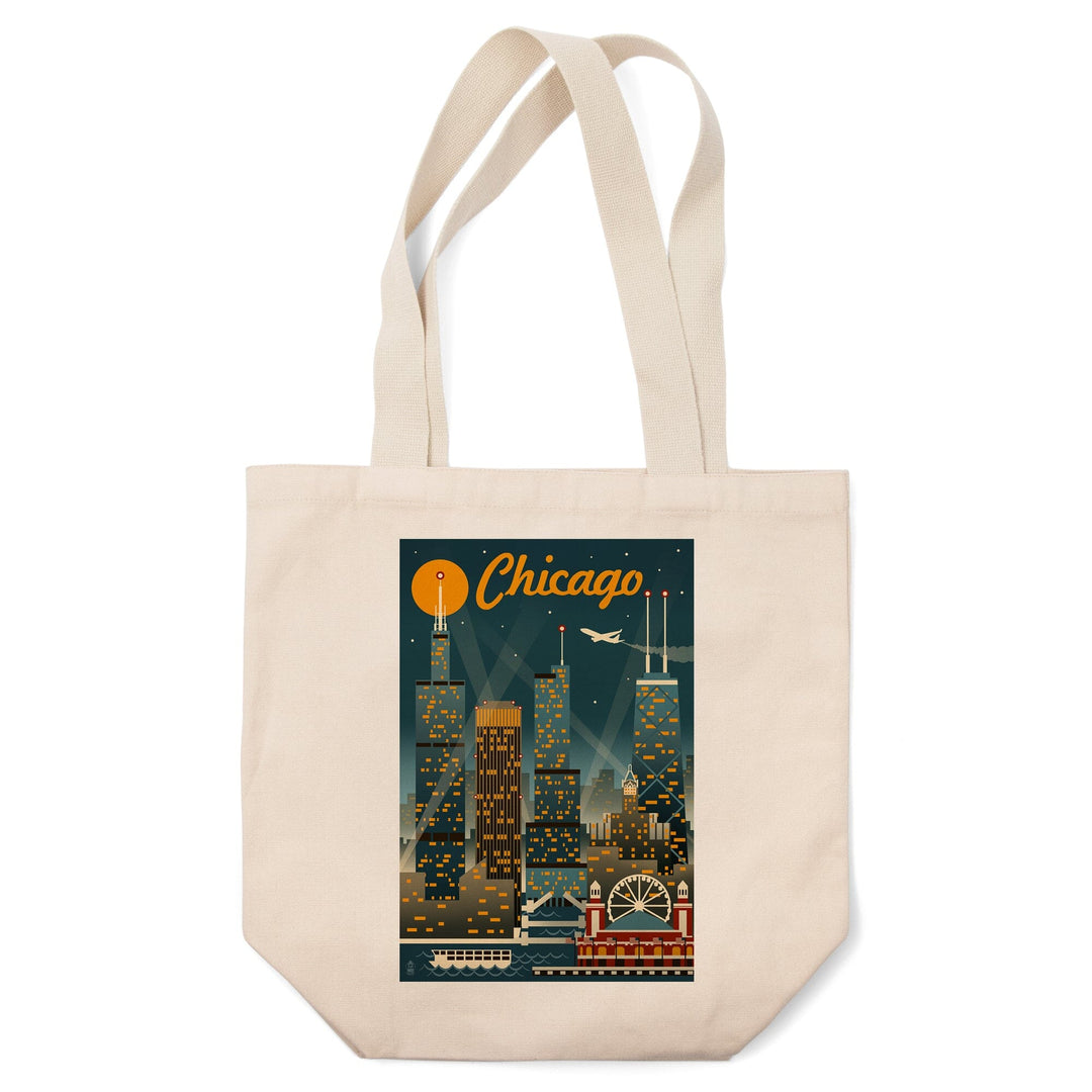 Chicago, Illinois, Retro Skyline, Tote Bag Totes Lantern Press 