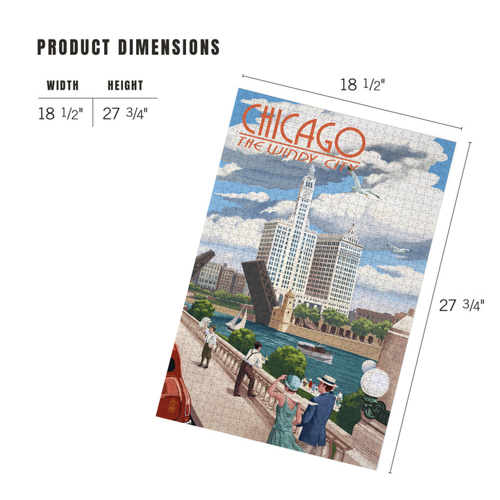 Chicago, Illinois, River View, Jigsaw Puzzle Puzzle Lantern Press 