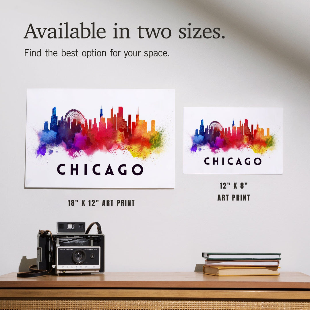 Chicago, Illinois, Skyline Abstract, White, Art & Giclee Prints Art Lantern Press 