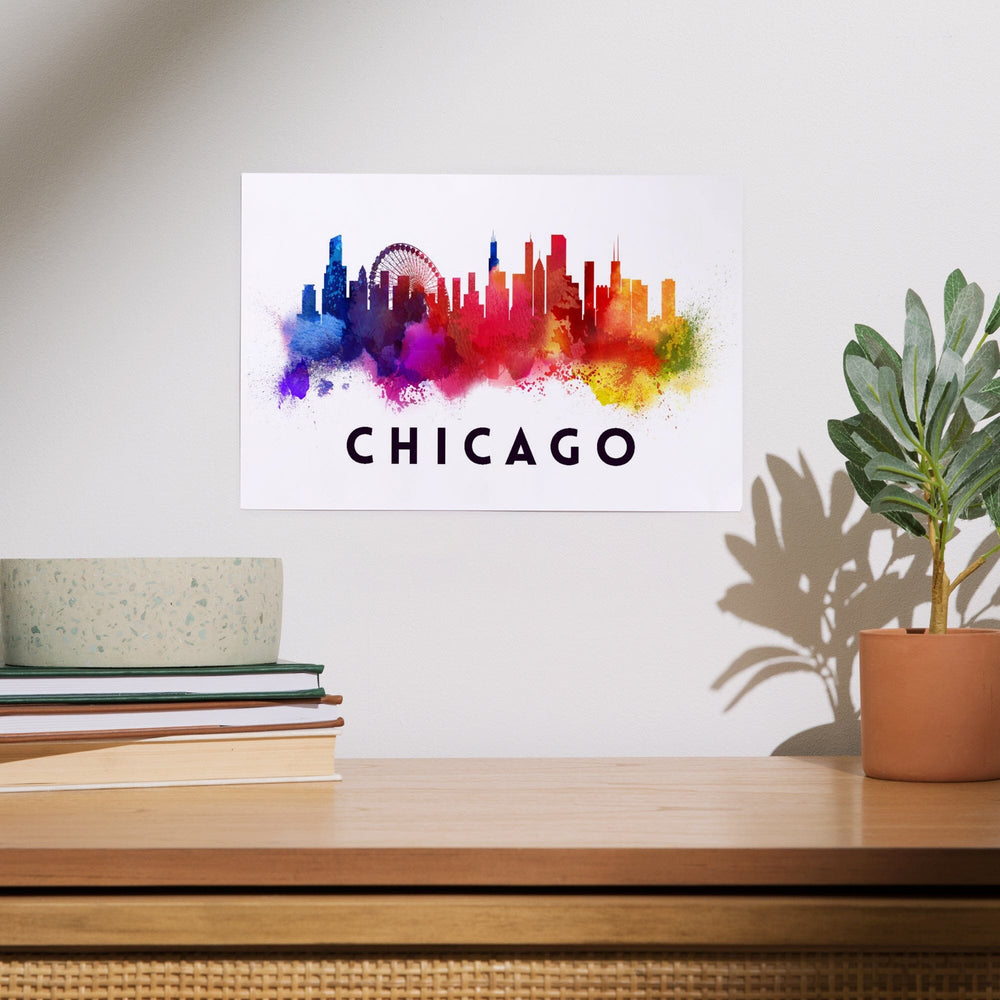 Chicago, Illinois, Skyline Abstract, White, Art & Giclee Prints Art Lantern Press 