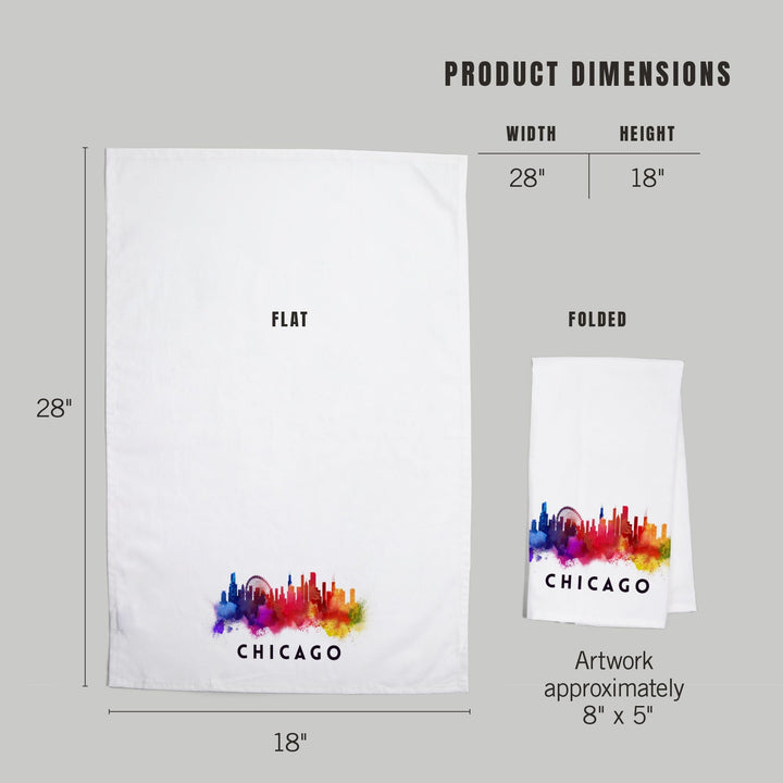 Chicago, Illinois, Skyline Abstract, White, Organic Cotton Kitchen Tea Towels Kitchen Lantern Press 