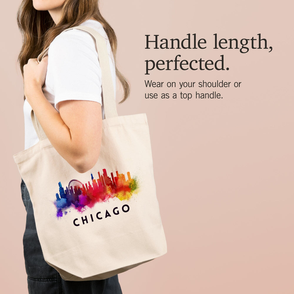 Chicago, Illinois, Skyline Abstract, White, Tote Bag Totes Lantern Press 
