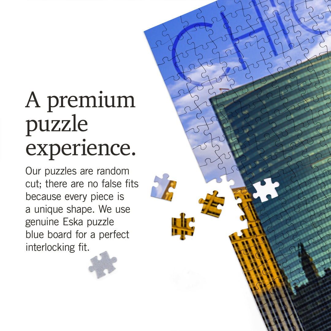 Chicago, Illinois, Skyline and River, Jigsaw Puzzle Puzzle Lantern Press 