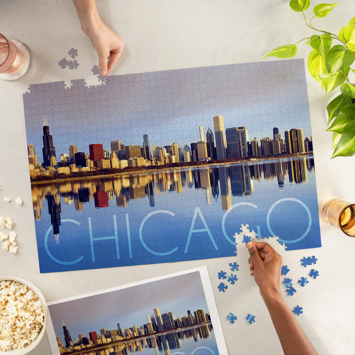 Chicago, Illinois, Skyline at Day, Jigsaw Puzzle Puzzle Lantern Press 