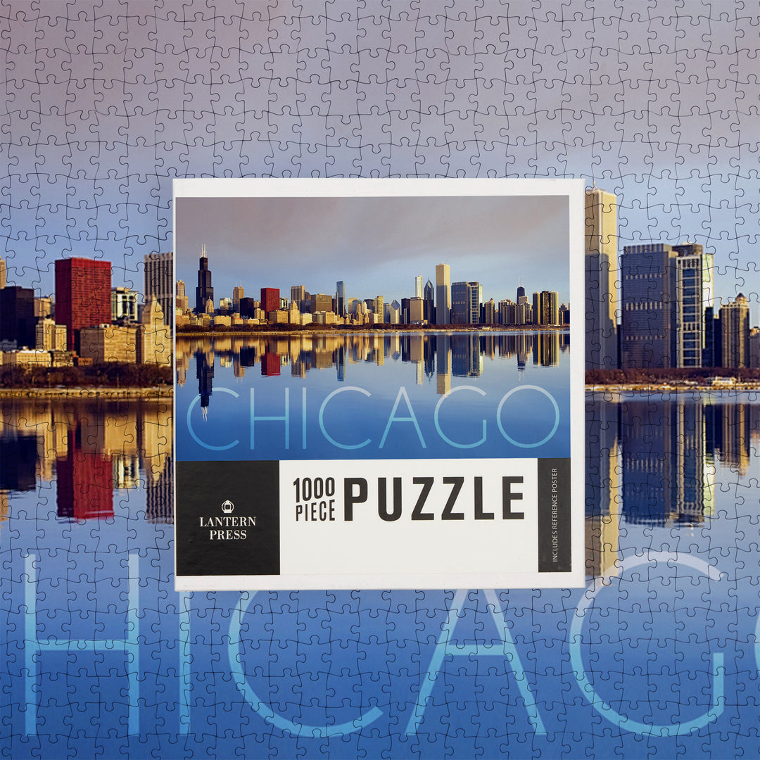 Chicago, Illinois, Skyline at Day, Jigsaw Puzzle Puzzle Lantern Press 