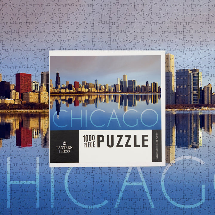 Chicago, Illinois, Skyline at Day, Jigsaw Puzzle Puzzle Lantern Press 