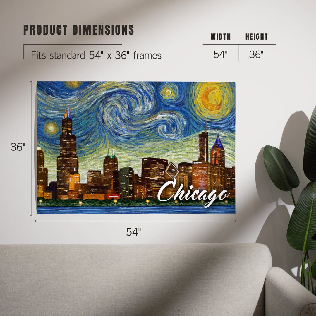 Chicago, Illinois, Starry Night City Series, Art & Giclee Prints Art Lantern Press 