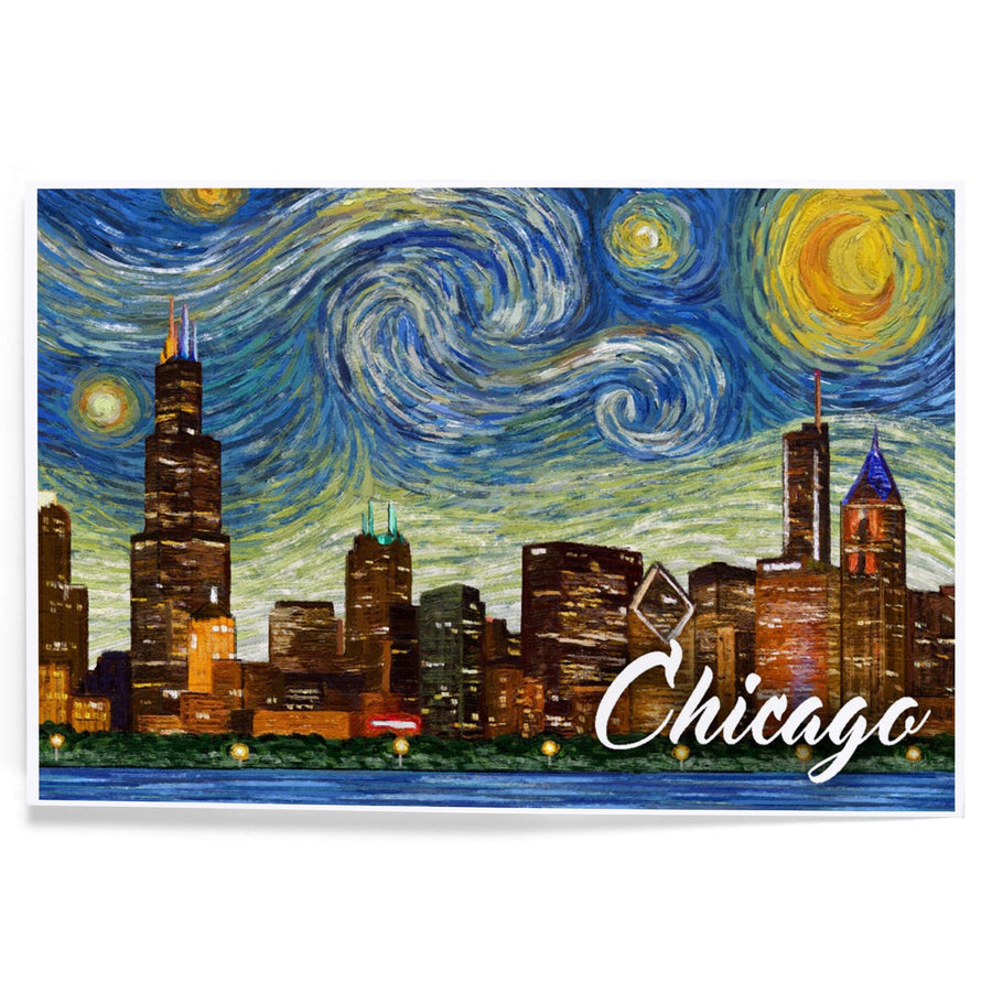Chicago, Illinois, Starry Night City Series, Art & Giclee Prints Art Lantern Press 
