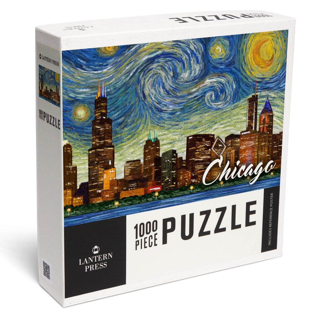 Chicago, Illinois, Starry Night City Series, Jigsaw Puzzle Puzzle Lantern Press 
