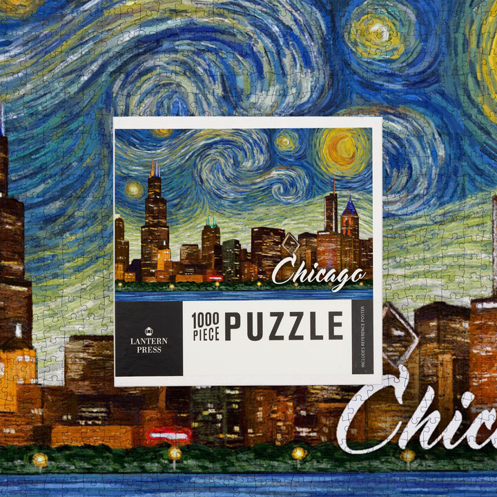 Chicago, Illinois, Starry Night City Series, Jigsaw Puzzle Puzzle Lantern Press 