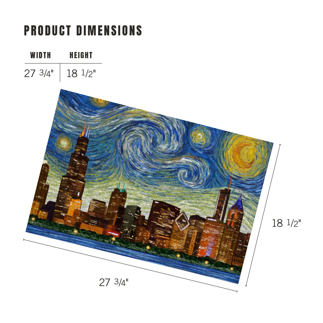 Chicago, Illinois, Starry Night City Series, Jigsaw Puzzle Puzzle Lantern Press 