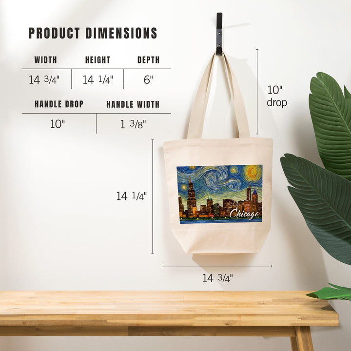 Chicago, Illinois, Starry Night City Series, Tote Bag Totes Lantern Press 