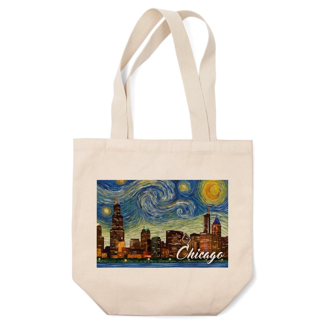 Chicago, Illinois, Starry Night City Series, Tote Bag Totes Lantern Press 