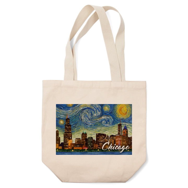 Chicago, Illinois, Starry Night City Series, Tote Bag Totes Lantern Press 