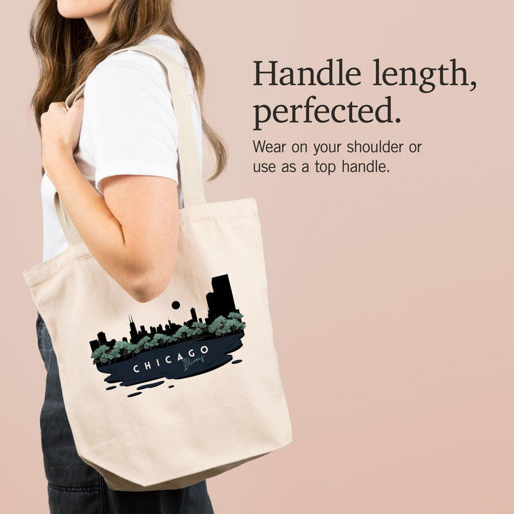 Chicago, Illinois, Vector City Skyline,, Tote Bag Totes Lantern Press 