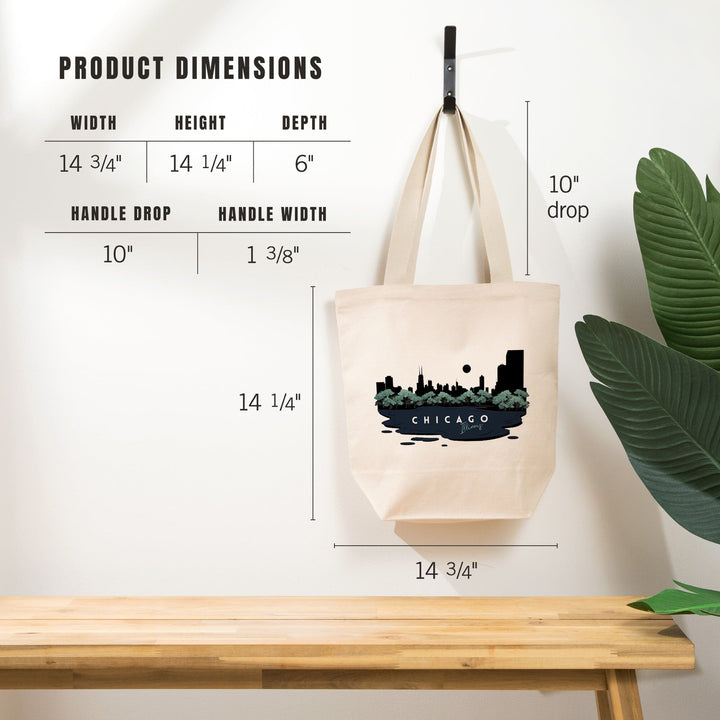 Chicago, Illinois, Vector City Skyline,, Tote Bag Totes Lantern Press 