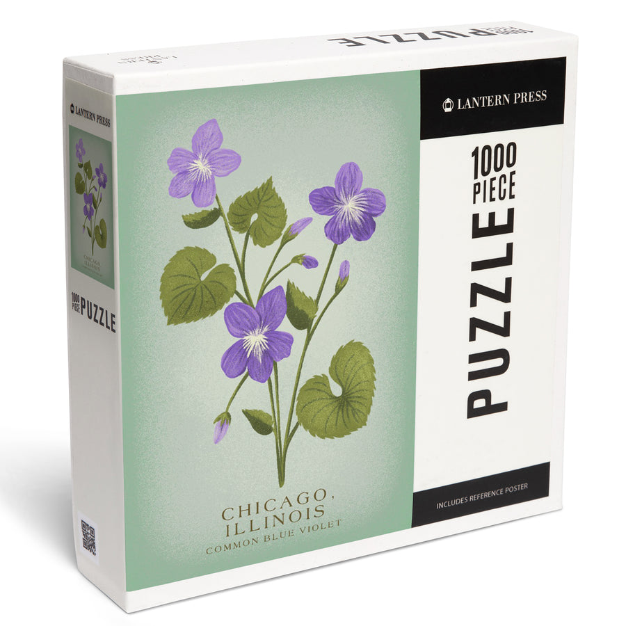 Chicago, Illinois, Vintage Flora, State Series, Common Blue Violet, Jigsaw Puzzle Puzzle Lantern Press 