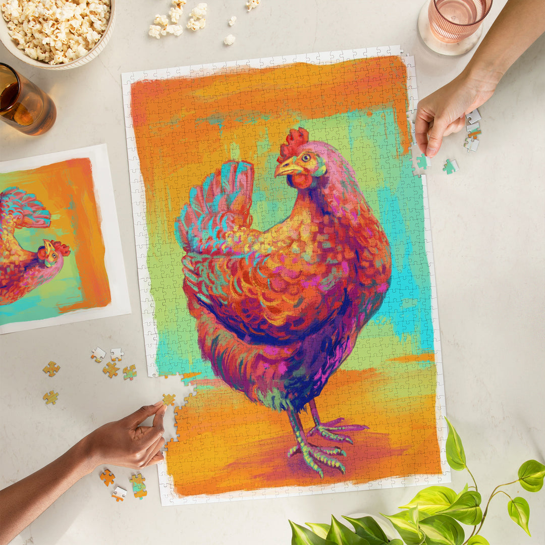 Chicken, Hen, Vivid, Jigsaw Puzzle Puzzle Lantern Press 