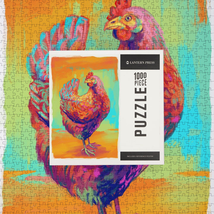 Chicken, Hen, Vivid, Jigsaw Puzzle Puzzle Lantern Press 