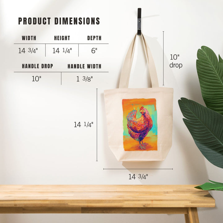 Chicken, Hen, Vivid, Tote Bag Totes Lantern Press 