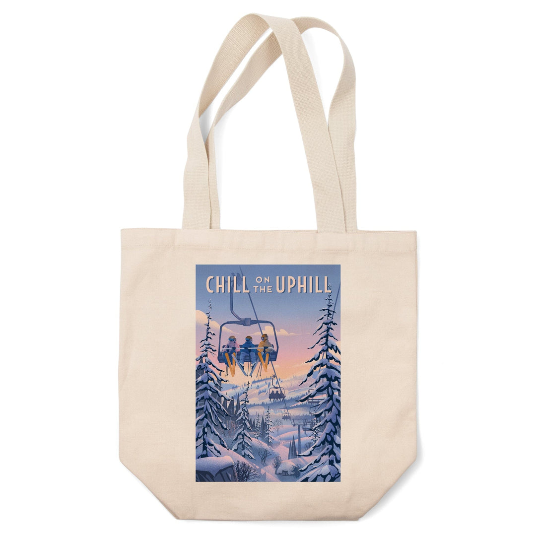 Chill on the Uphill, Ski Lift,, Tote Bag Totes Lantern Press 