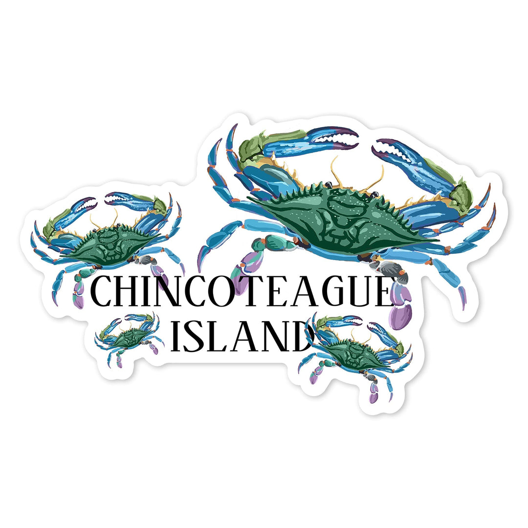 Chincoteague Island, Virginia, Blue Crabs, Pattern, Contour, Vinyl Sticker - Lantern Press