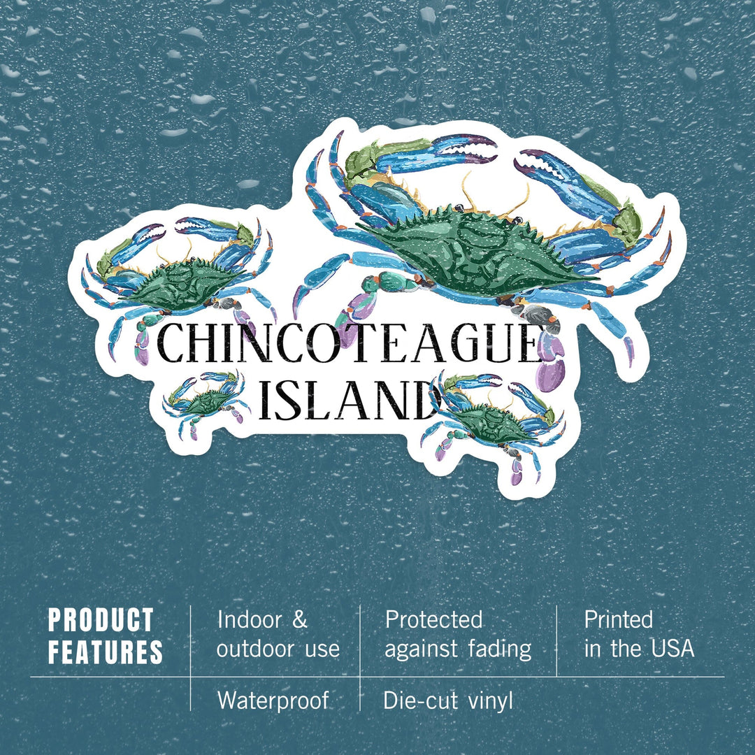 Chincoteague Island, Virginia, Blue Crabs, Pattern, Contour, Vinyl Sticker - Lantern Press