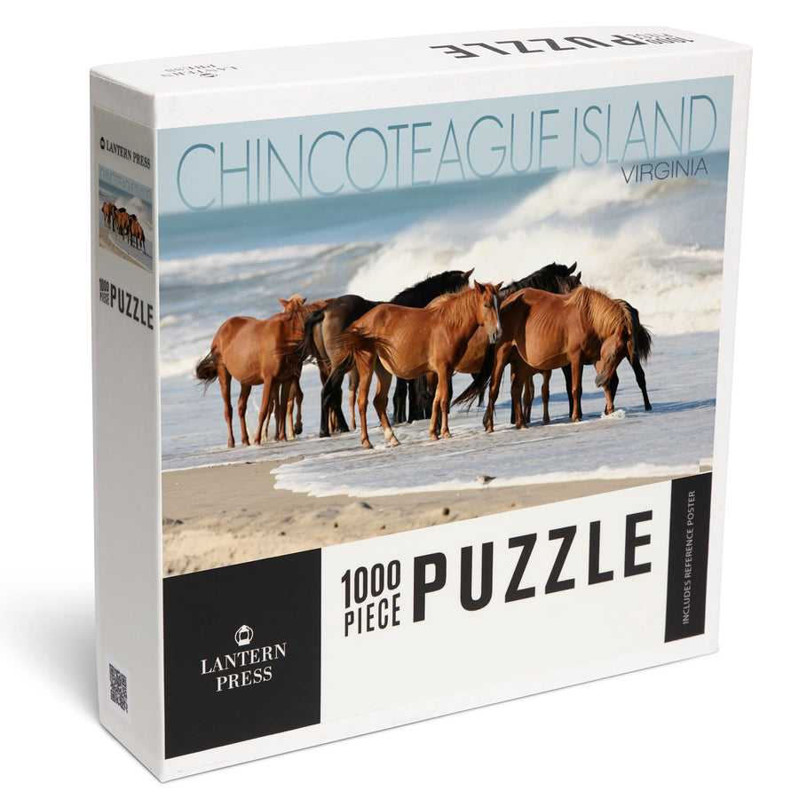 Chincoteague Island, Virginia, Horses on Beach, Jigsaw Puzzle Puzzle Lantern Press 